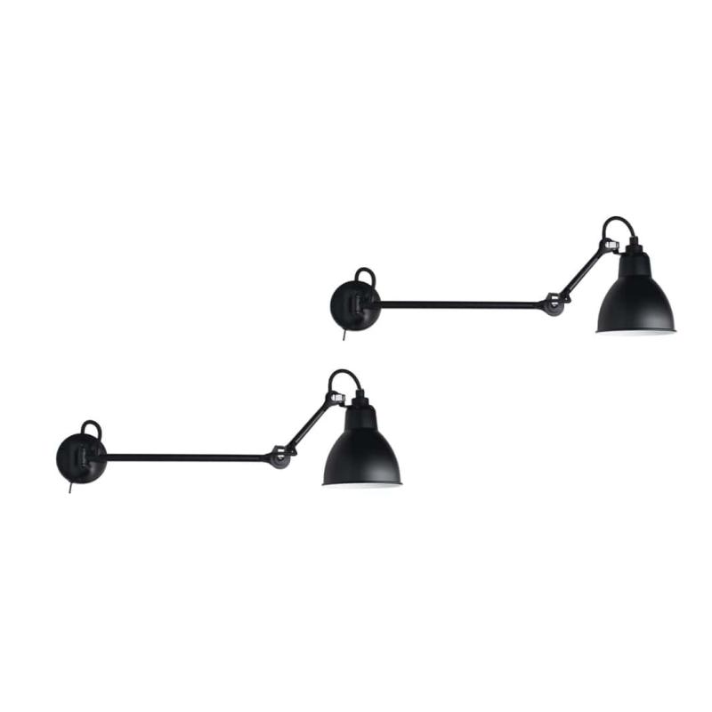 Elegant sort væglampe L40 med afbryder - 2 pak