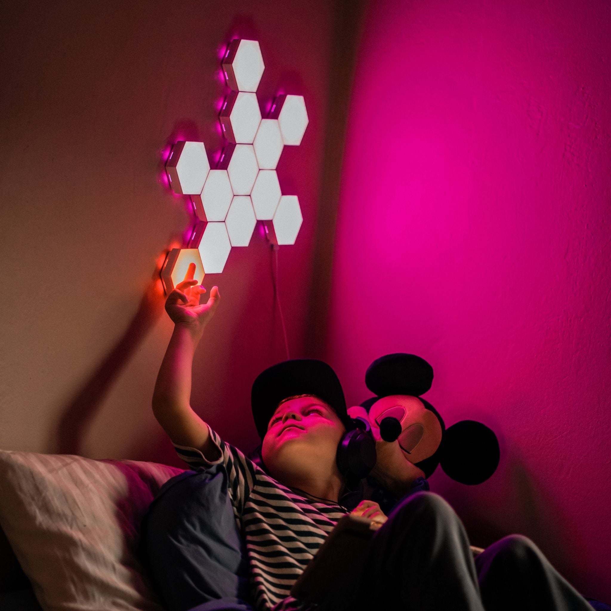 Hexagon Led Væglampe Til Børn Med Touch - Tech-shoppen.dk Væglampe