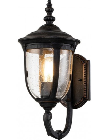 Cleveland Udendørs Væglampe Aluminium Glas H41 E27 Antik Bronze Klar Med Dråbeeffekt - Væglampe
