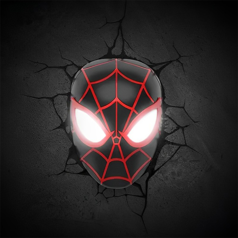 Sort Marvel Spiderman Væglampe Hoved - Marvel Væglampe  - 816733024349