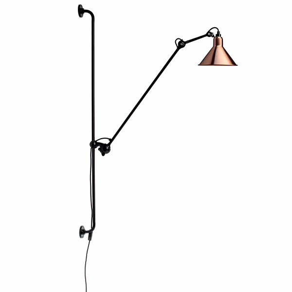Sort Lampe Gras N214 Væglampe i Mat Kobber - Arkitektlampe