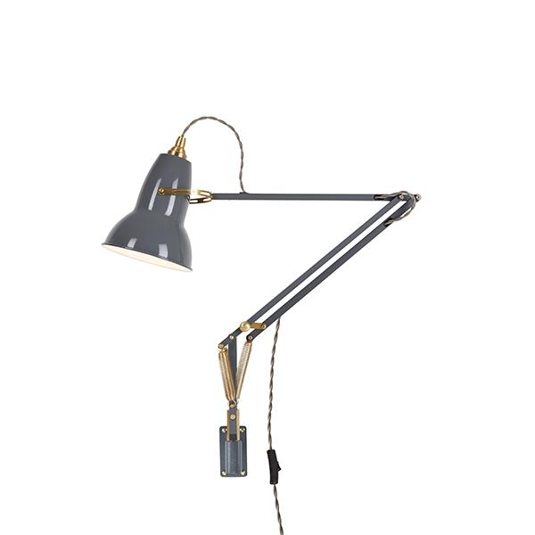 Elephant Grey Anglepoise 1227 Væglampe med Messing Beslag