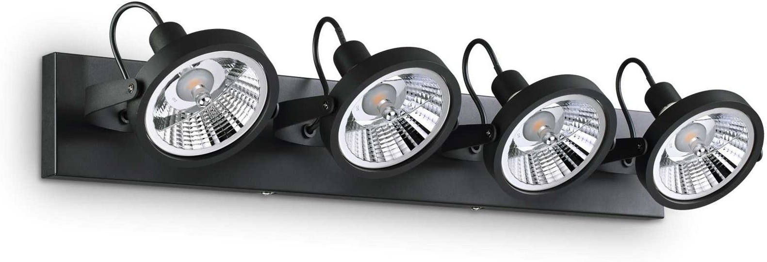 Sort Væglampe Ideal Lux Glim Metal 4xgu10 Væglys Inkl 13w Pærer 3000k D12xh19xl65 5cm - Ideal Lux Væglampe  - 8021696200255