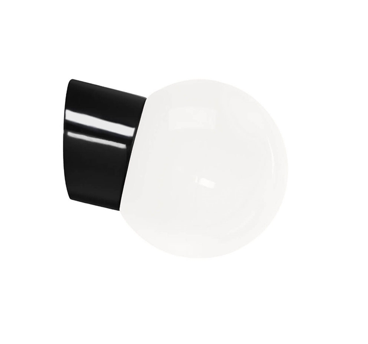 Sort Classic Globe 150 Væglampe Ip54 Blank Opal - Ifö Electric Væglampe  - 7312906044464