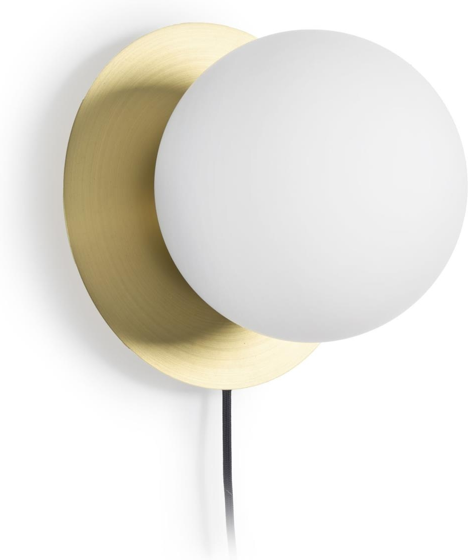 Hvid Væglampe Kave Home Hein Vintage Glaslampe Aluminium Med Frostet Skærm Guld Detaljer - Kave Home Væglampe  - 8433840517155