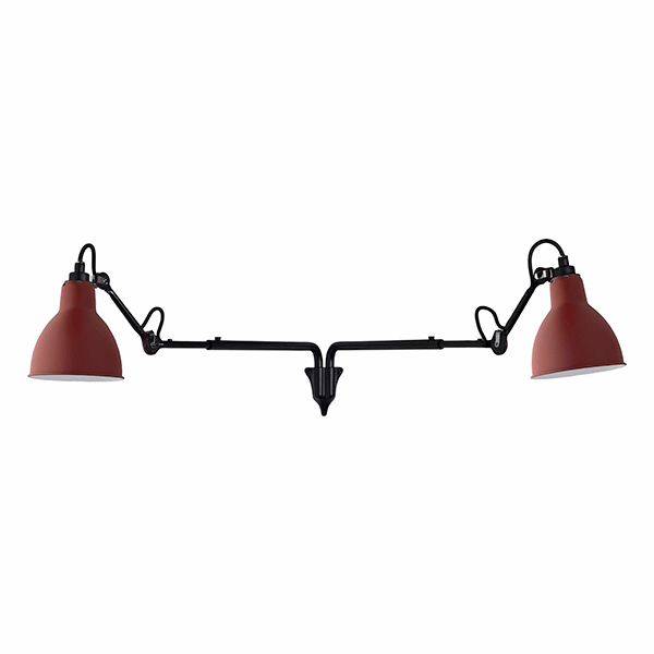 Sort Lampe Gras N203 Væglampe Double - Mat Rød Design