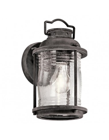 Ashland Bay Udendørs Væglampe Aluminium Glas H27 E27 Weathered Zink Klar Med Dråbeeffekt - Kichler Væglampe