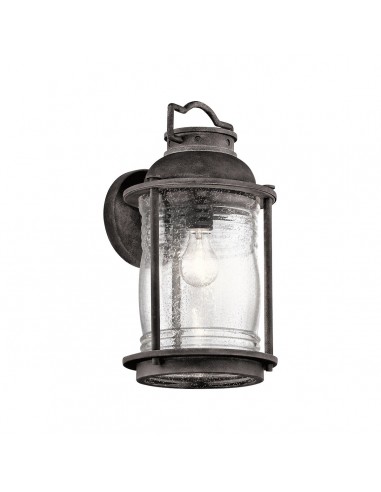 Ashland Bay Udendørs Væglampe Aluminium Glas H40 E27 Weathered Zink Klar Med Dråbeeffekt - Kichler Væglampe