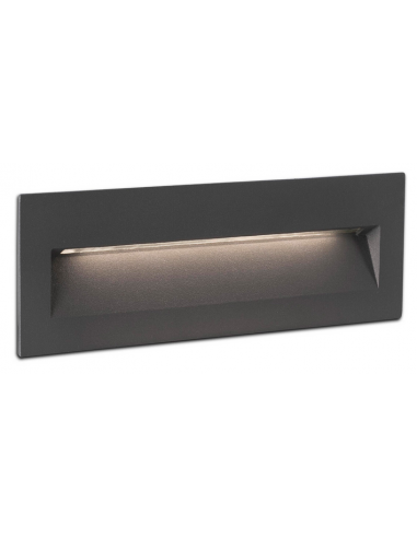 Nat Udendørs Væglampe Til Indbygning Aluminium Glas Smd Led Mørkegrå Klar - Faro Barcelona Væglampe